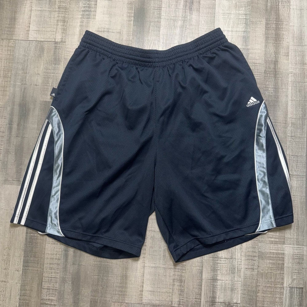 Adidas Shorts Mens Extra 2XL Blue Basketball Dazzle Shiny Y2K Baggy Drawstring